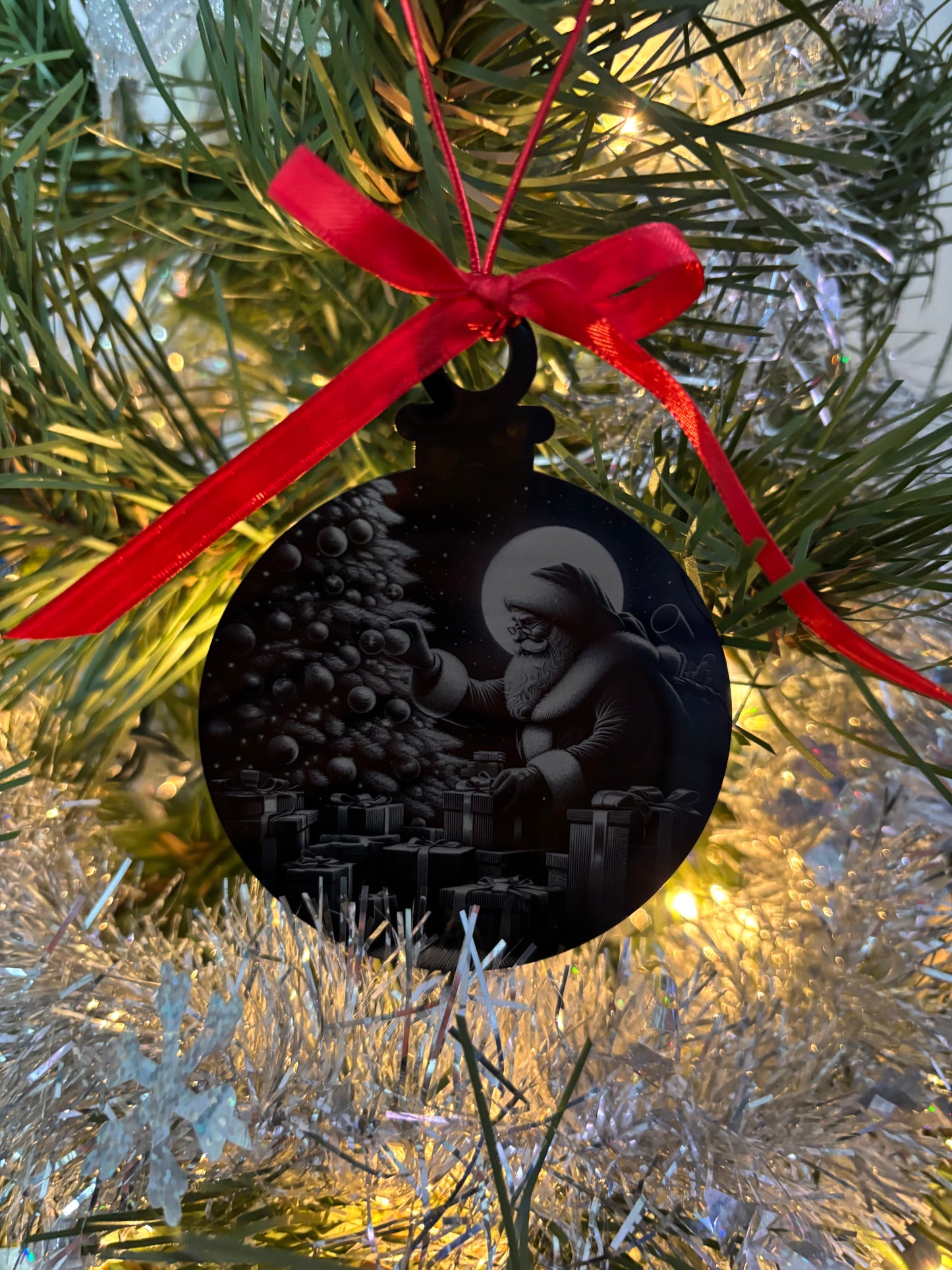 Black acrylic ornament