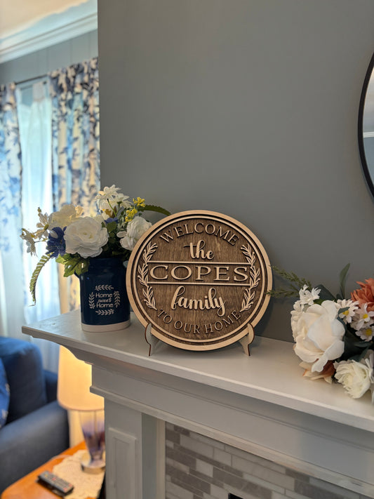 Customized Monogram 12" Welcome Sign