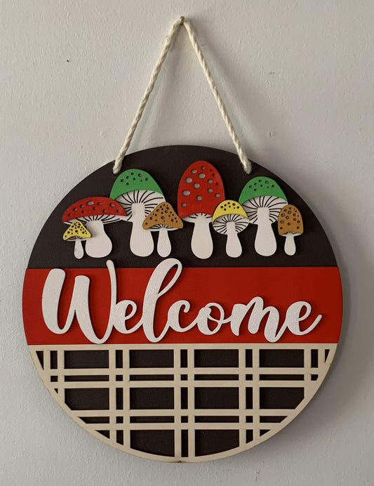 Welcome Sign with Mushroom design