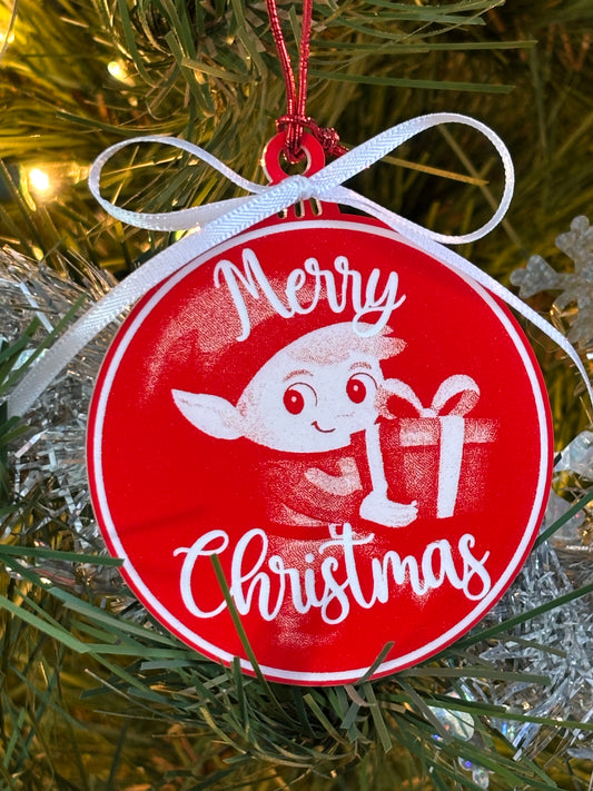 Red and White acrylic ornament